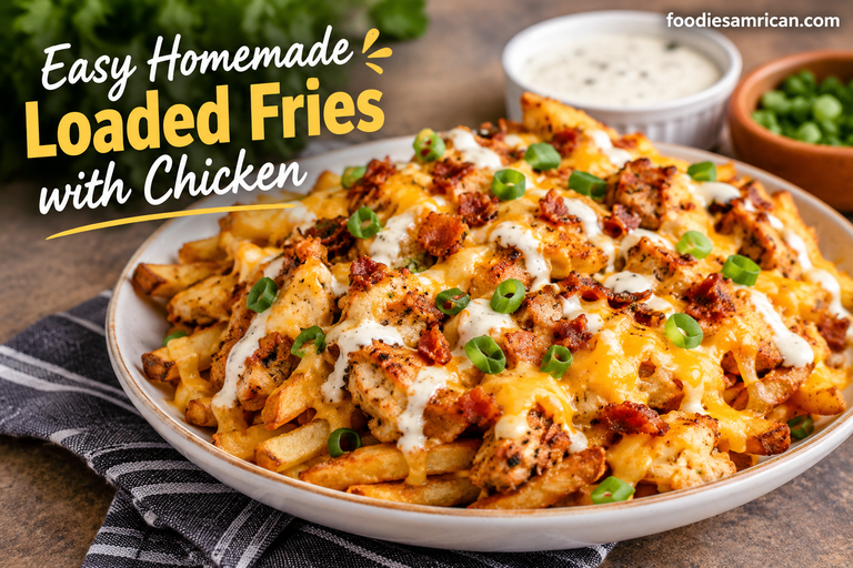 Easy Homemade Loaded Fries with Chicken – Crispy, Cheesy, and Delicious’